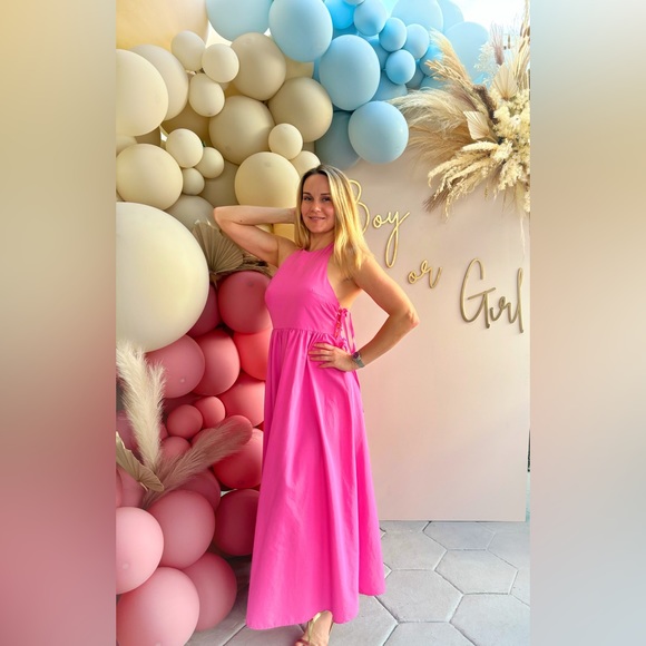 ZARA WOMAN POPLIN HALTER DRESS FUCHSIA | 0881/301/630 size XS - Picture 4 of 12